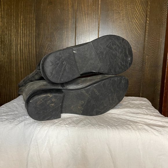 Distressed black/Gray soft leather boots (round toe) - Picture 9 of 10